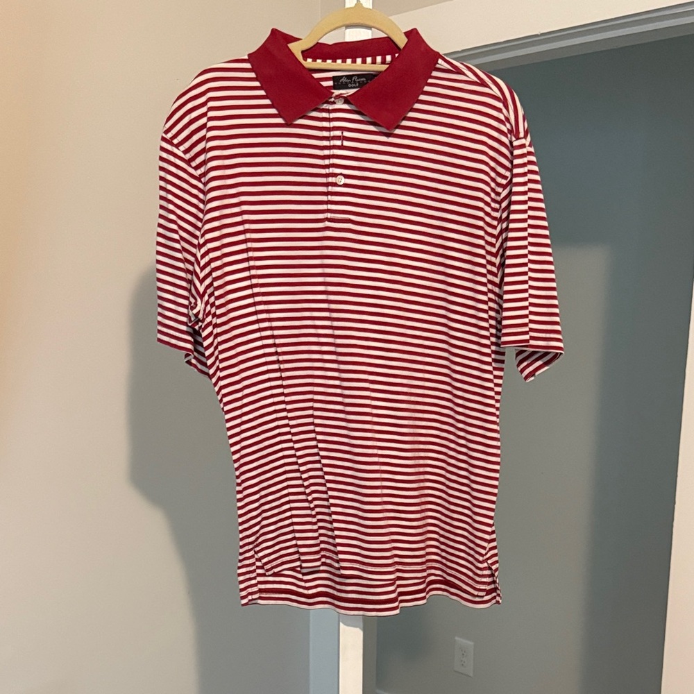 Alan Flusser Red and White Striped Polo Shirt